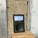 Old wooden mirror and metal angle barber shape 18th