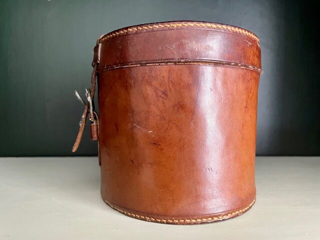 Leather collar box, circa 1900.