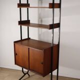 Vintage modular bookcase in wood and metal, Italy, 1960