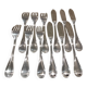 6 fish cutlery sets, 12 pieces, silver-plated metal, Christofle silversmith, Albi pattern