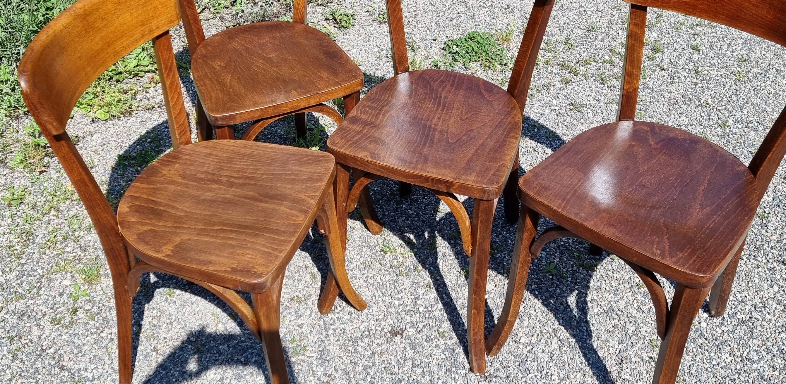4 chaises bistrot comtoises années 60