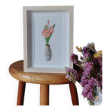 Glaïeuls - Composition d'un bouquet de glaïeuls en aquarelle dans un vase en arg