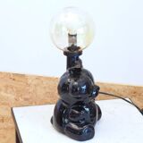 Ceramic bear lamp with vintage amber globe