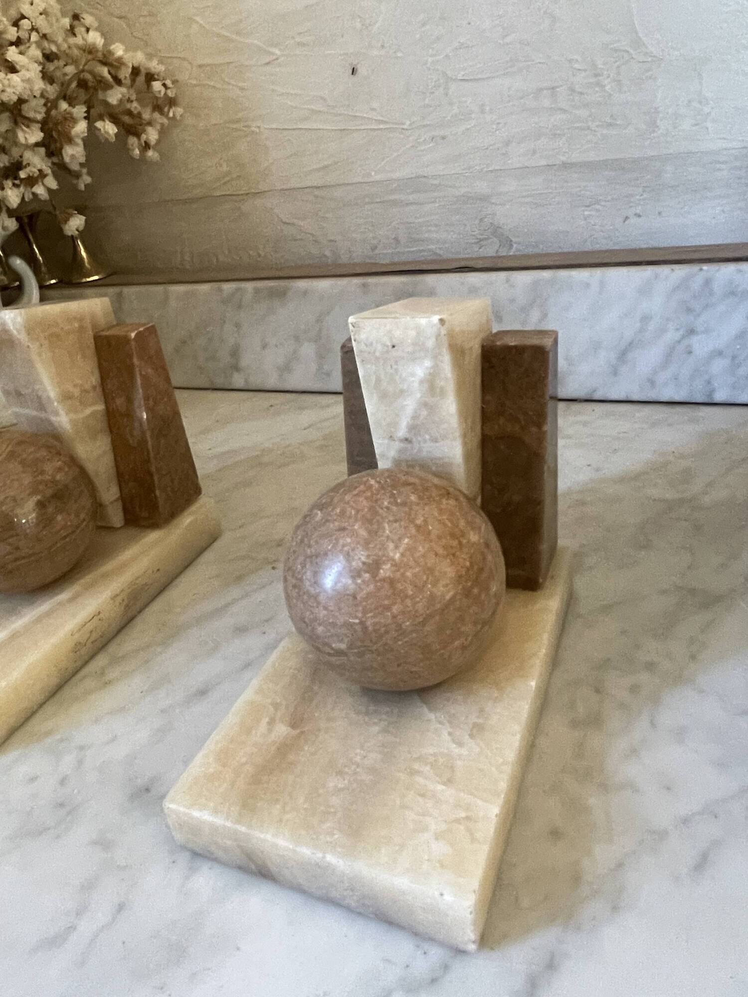 Pair of marble and onyx bookends