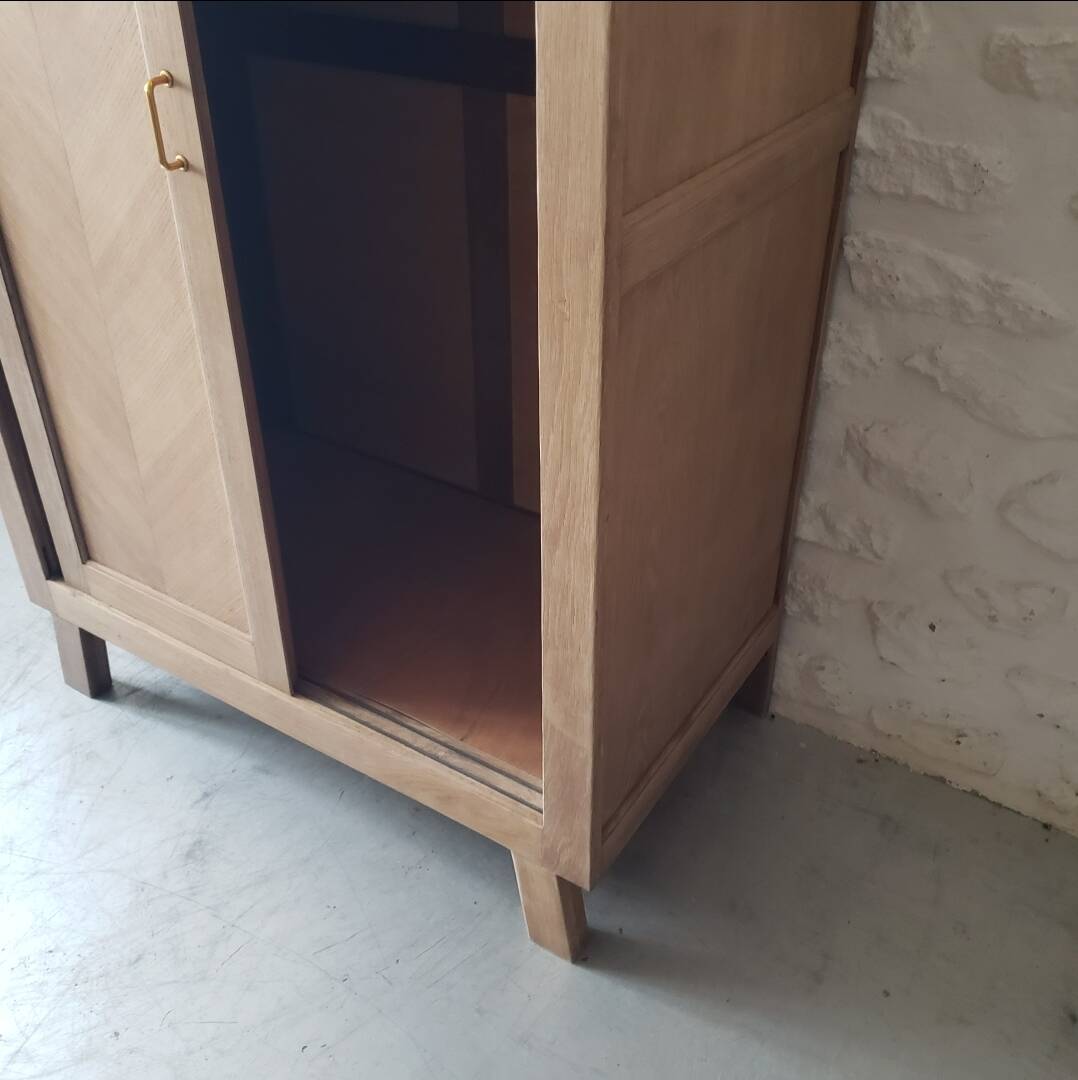 Vintage oak wardrobe with sliding doors