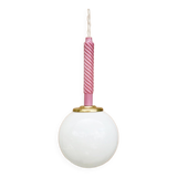 Suspension globe and candle of antique chandelier in opaline