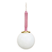 Suspension globe et bougie de lustre ancienne en opaline