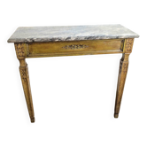 Louis XVI style lacquered wood console with marble top. Antique work