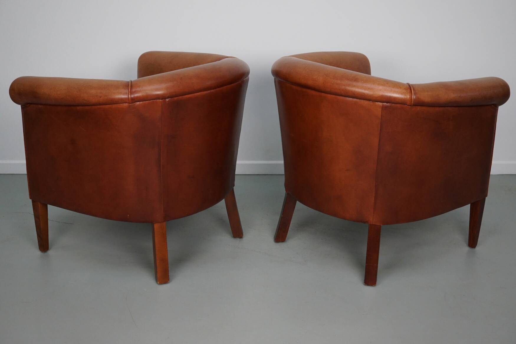 Vintage Dutch Leather Club Chairs, Set of 2