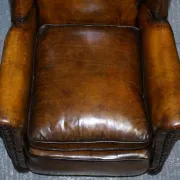 Victorian Hand-Dyed Brown Leather Reading Chair