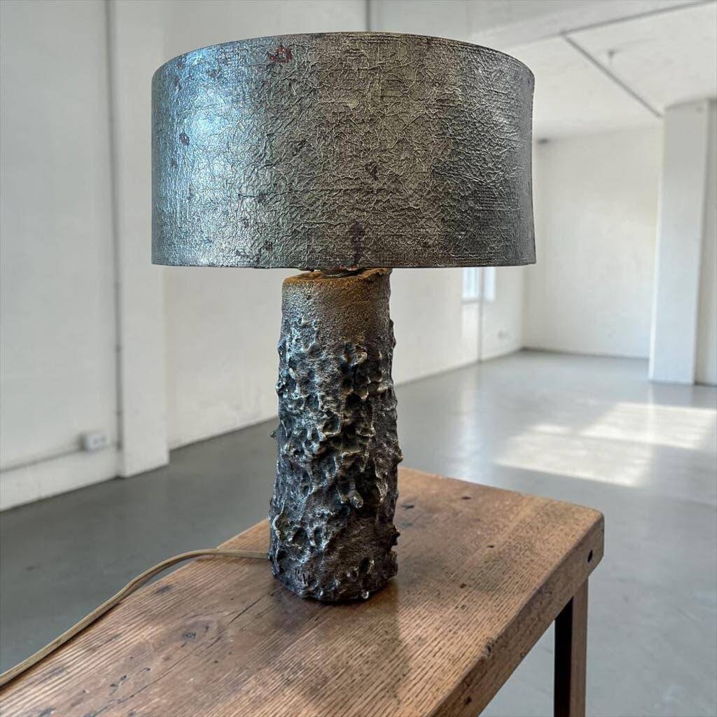 Vintage brutalist metal table lamp / floor lamp