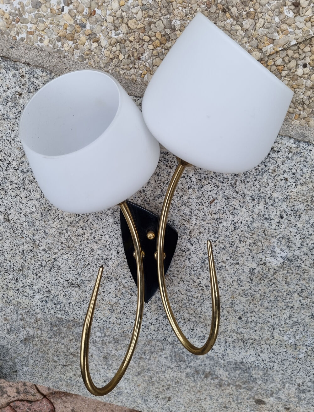 Double fire wall lamp, Arlus house, vintage, 50s