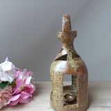 Ancienne lanterne bougeoir en grès pyrité, lanterne décorative