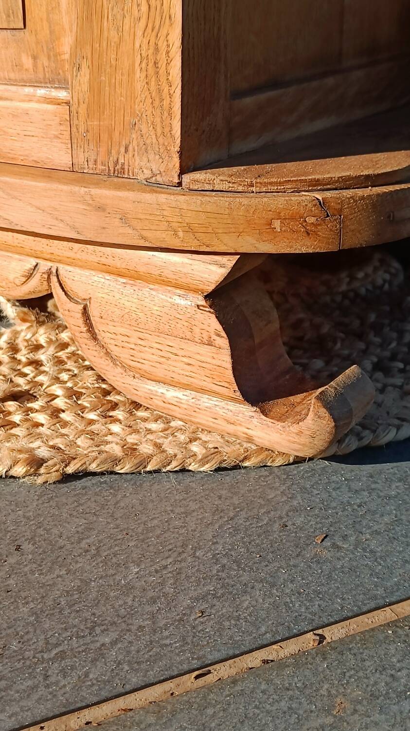 Art Deco bedside table in raw wood
