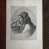 Old orientalist engraving - Gustav Richter - Late 19th century