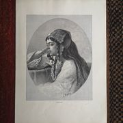Old orientalist engraving - Gustav Richter - Late 19th century