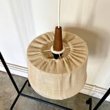 Suspension in burlap and dark wood