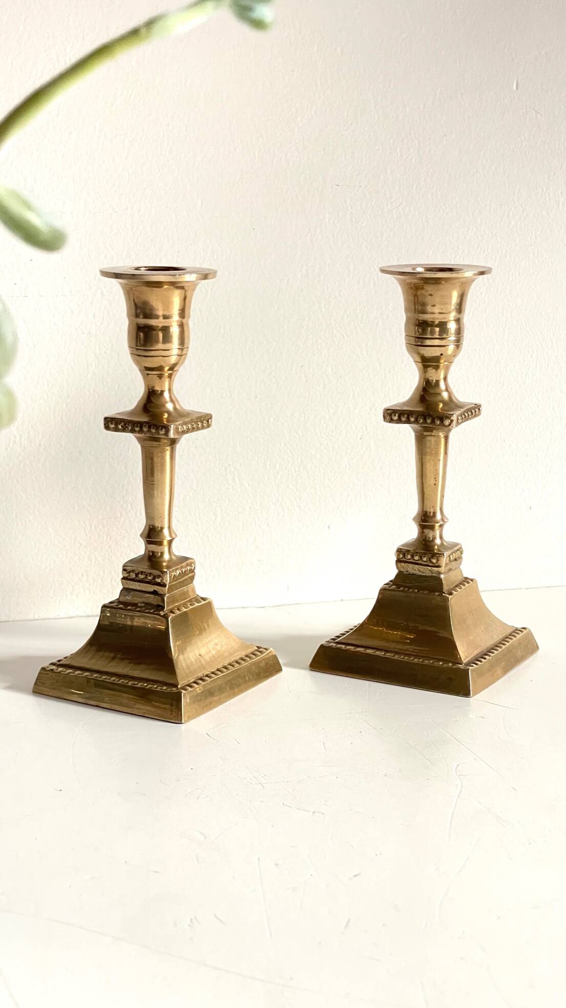 Pair of Vintage INDIA Solid Brass CANDLE HOLDERS