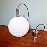 Vintage textured white opaline pendant light, 1960s-70s