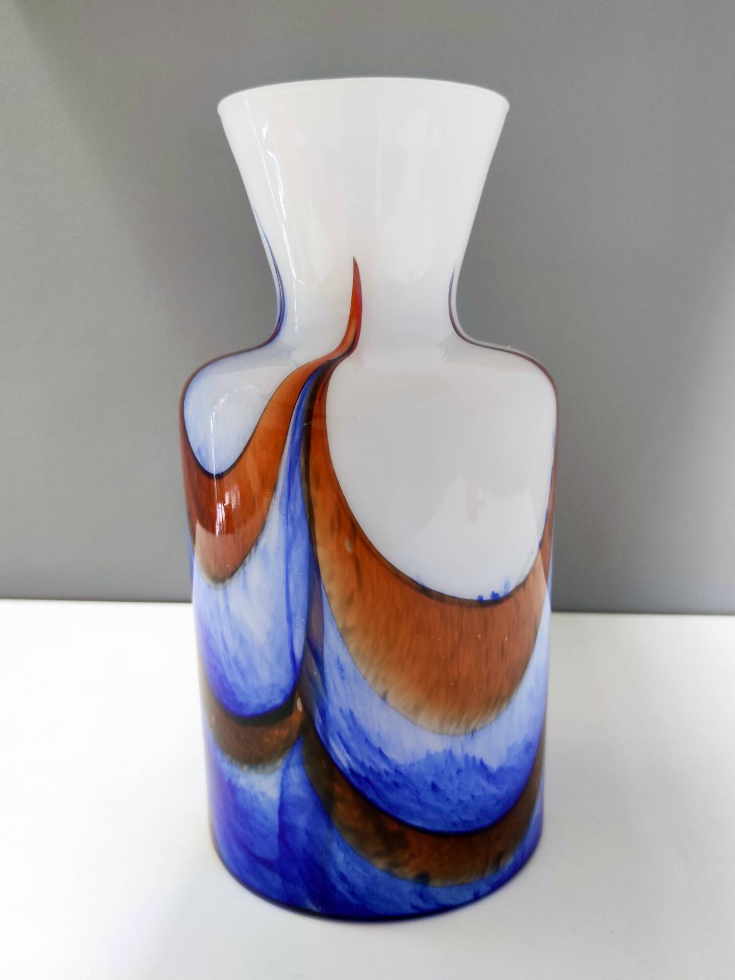 Red, White and Blue Murano Glass Vase by Carlo Moretti, Italy