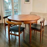 Ensemble chaises et table extensible « Roundette » estampillée  Frem Røjle par le designer Hans Olsen - 1962