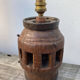 Brutalist wooden lamp base