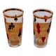 2 vintage card game pattern glasses