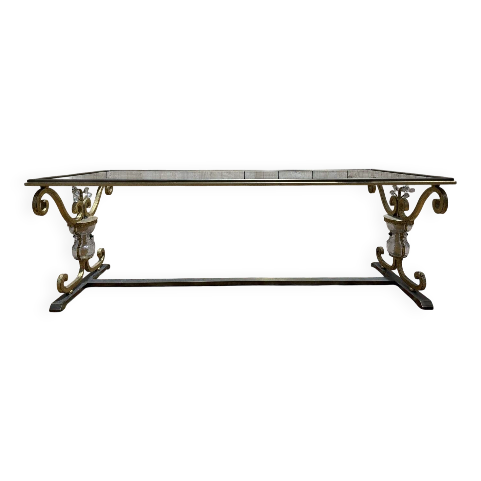 Gold metal and glass coffee table attributed to the BAGUÈS house.