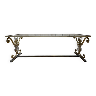 Gold metal and glass coffee table attributed to the BAGUÈS house.
