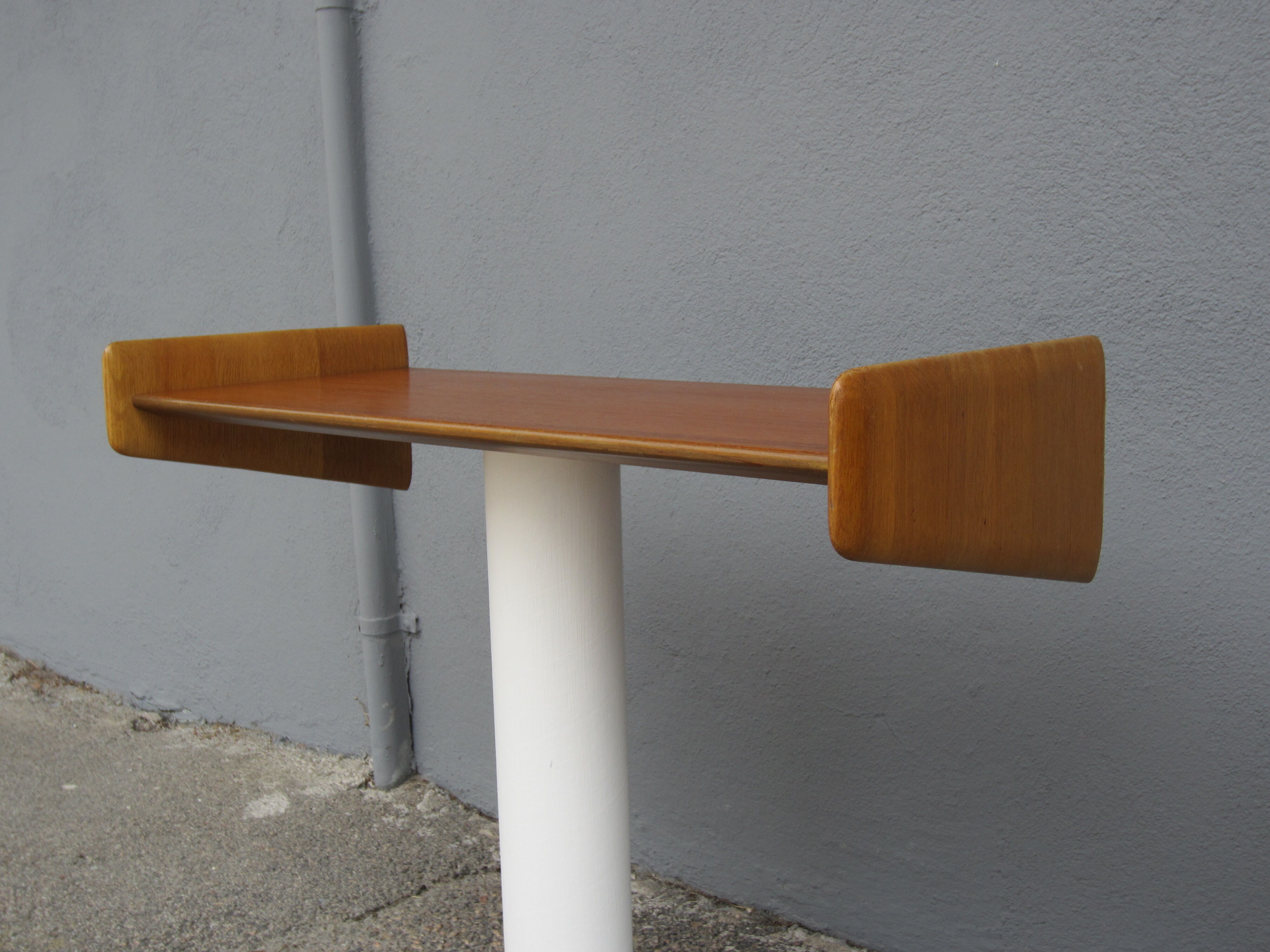 Pair of Scandinavian bedside wall shelves in teak and oak