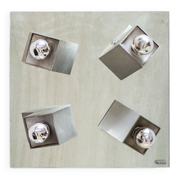 Mirror ceiling lamp in aluminum and steel Eval Italia 70s