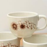 Set de 4 tasses à café Sarreguemines Les Chardons, années 70