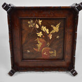 Japanese pedestal table in carved wood and lacquered panels, France, circa 1880
