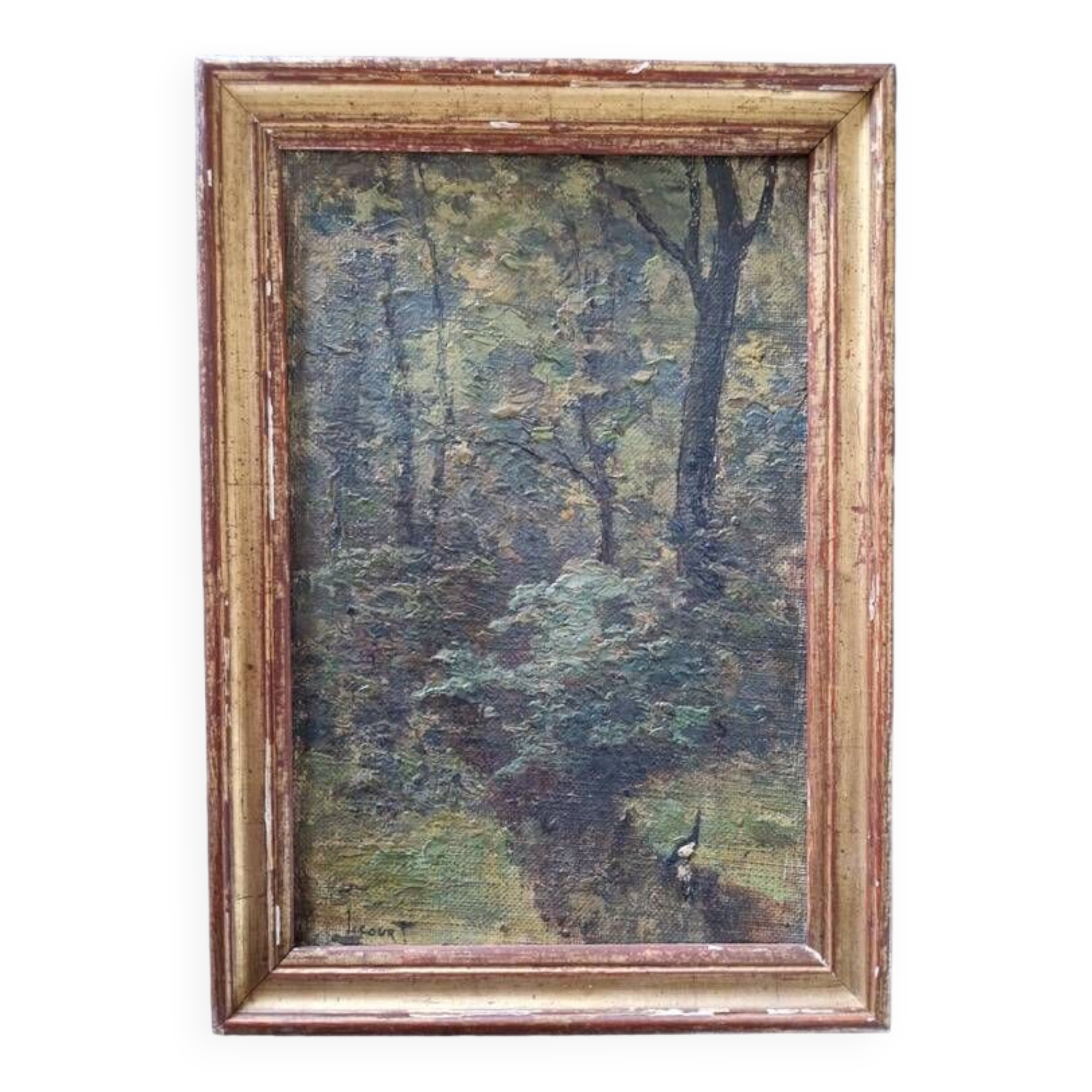 Paul Licourt (1846-1937) - Oil on canvas mounted on cardboard - A spring in the Bois de Vincennes
