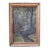 Paul Licourt (1846-1937) - Oil on canvas mounted on cardboard - A spring in the Bois de Vincennes