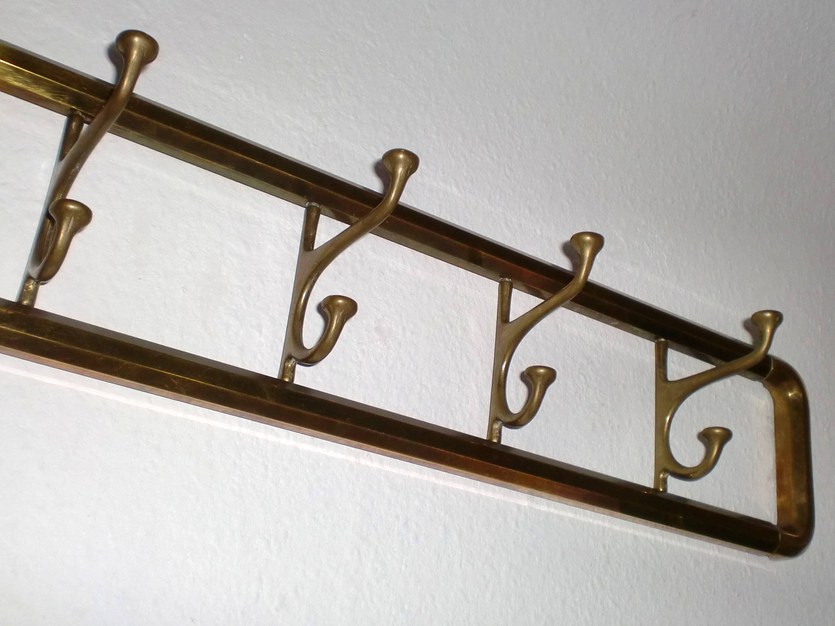 Vintage Art-Deco brass Wall Coat Rack France, 1940s