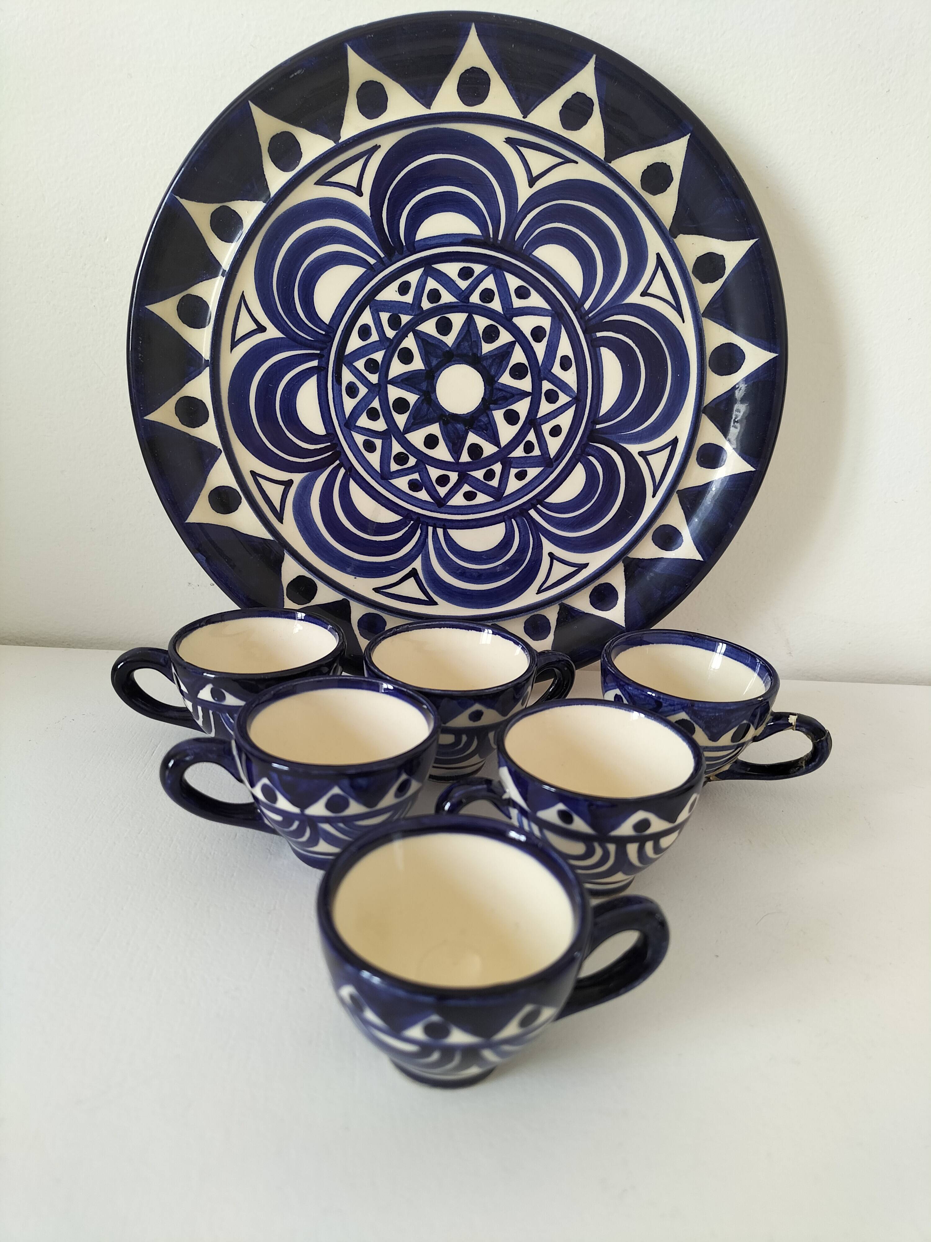 Tray and 6 vintage mini cups – St Jean de Bretagne – Model 1003