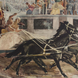 Poster "Races of horses in ancient times" published by Esselte Stockholm 1949