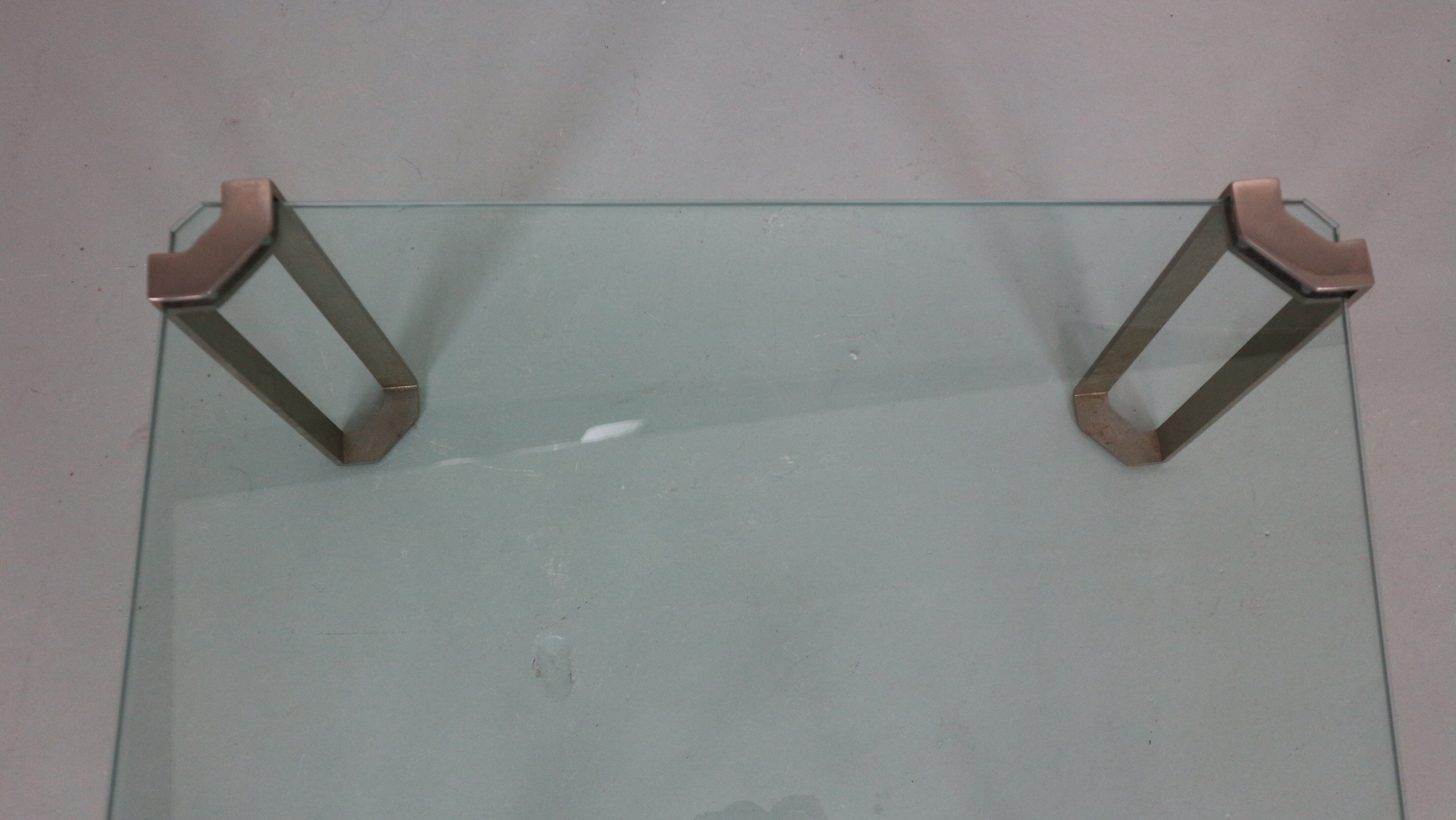 Peter Ghyczy for Ghyzcy Square Glass Coffee Table, 1970's Hollywood Regency