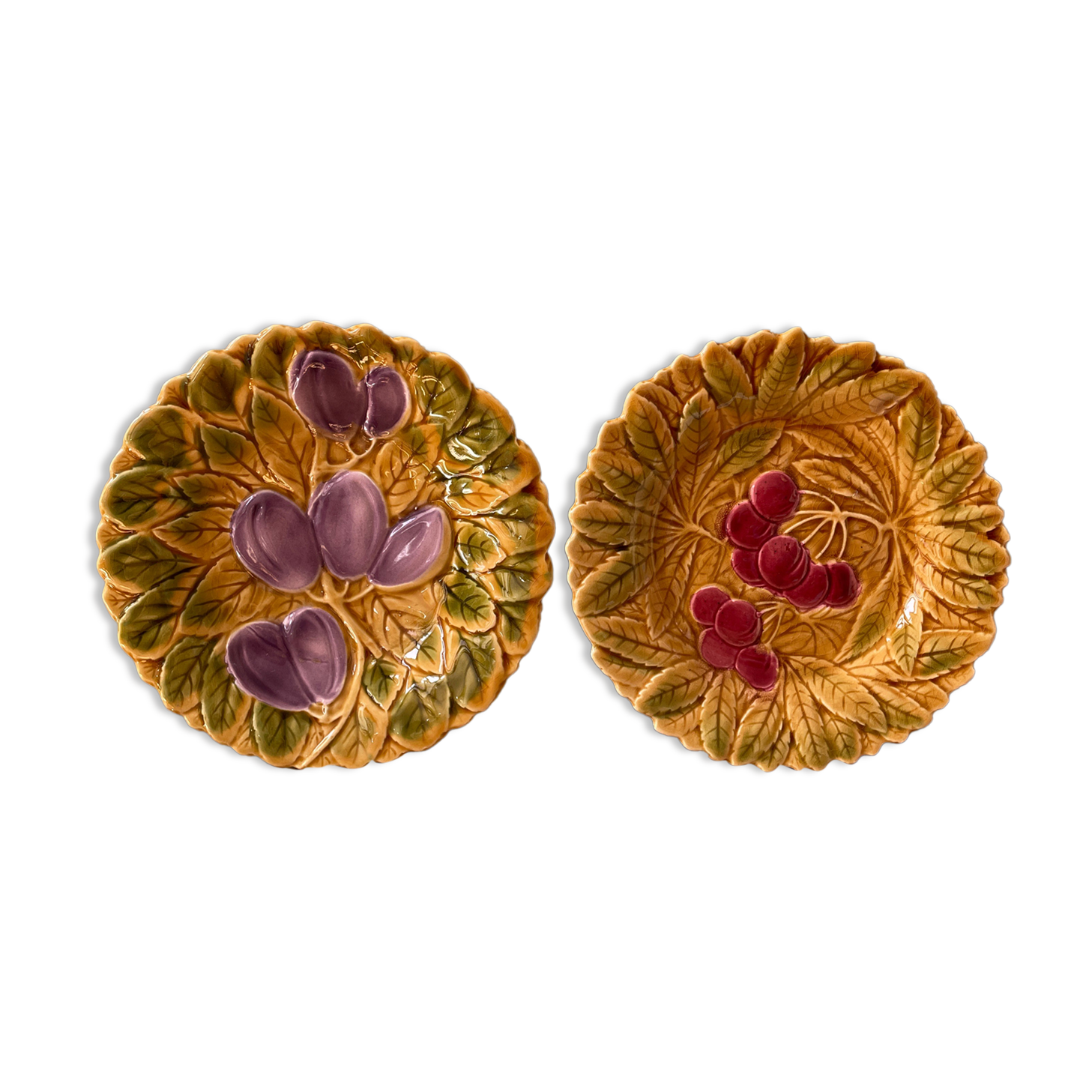 2 fruit plates, slurries, Sarreguemines France