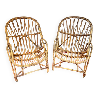 Set of rattan armchairs