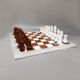 1970s Brown and White Chess Set in Volterra Alabaster Handmade Made in Italy