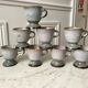 Set of 8 coffee cups, stoneware mazagrans handcrafted signed 70s