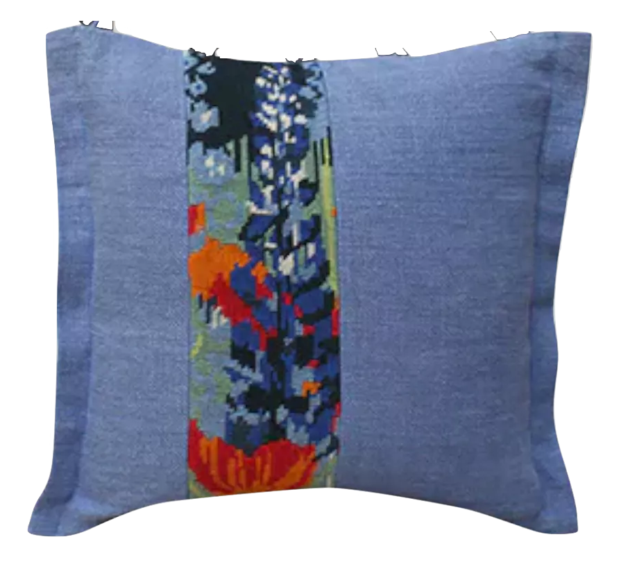 Upcycled cushion "le brin bleu" - 40x40 cm - linen & canvas