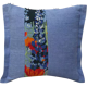 Upcycled cushion "le brin bleu" - 40x40 cm - linen & canvas