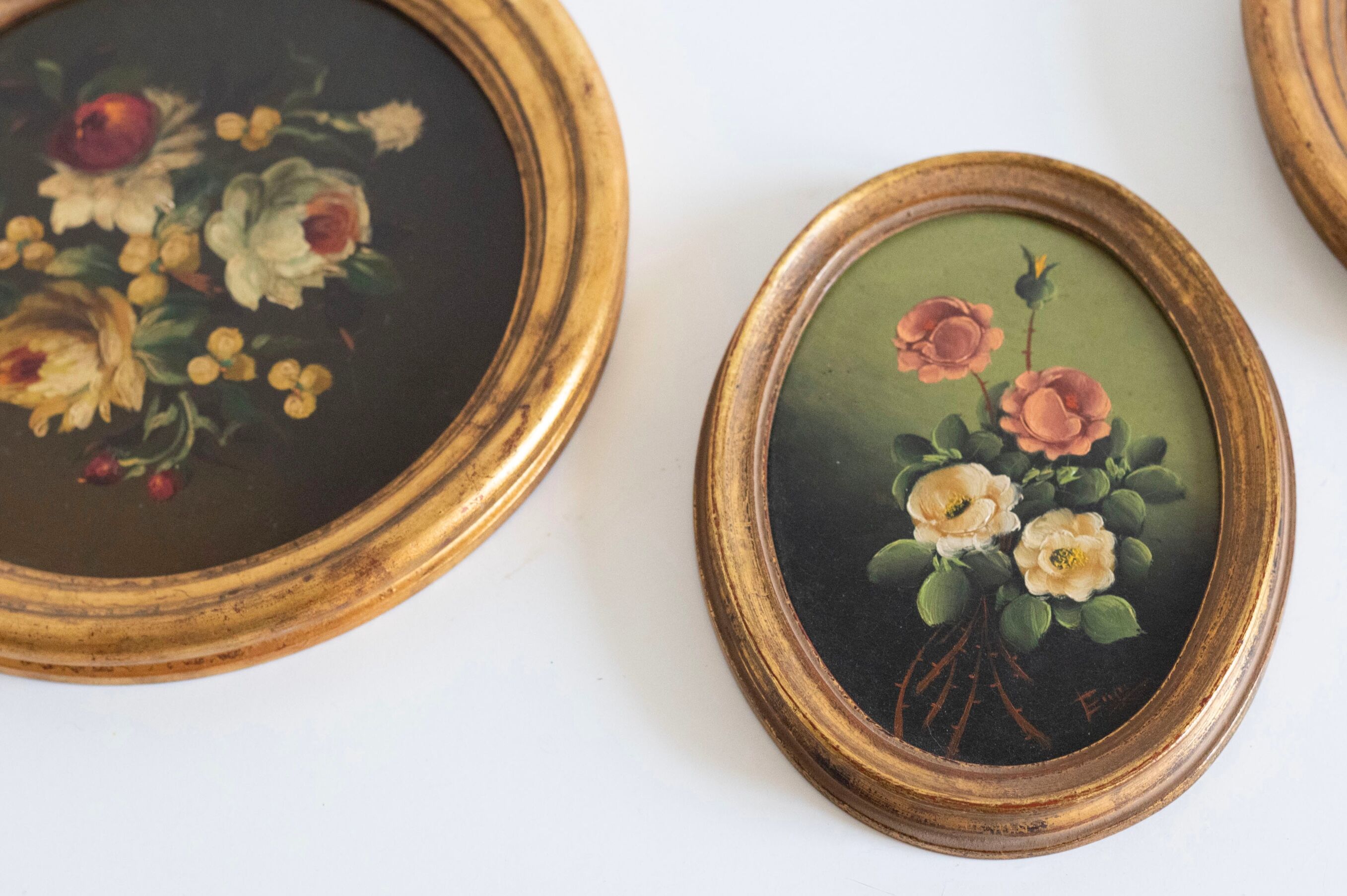 Lot de 3 tableaux bouquet de fleurs