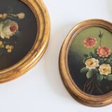 Set of 3 paintings bouquet of flowers