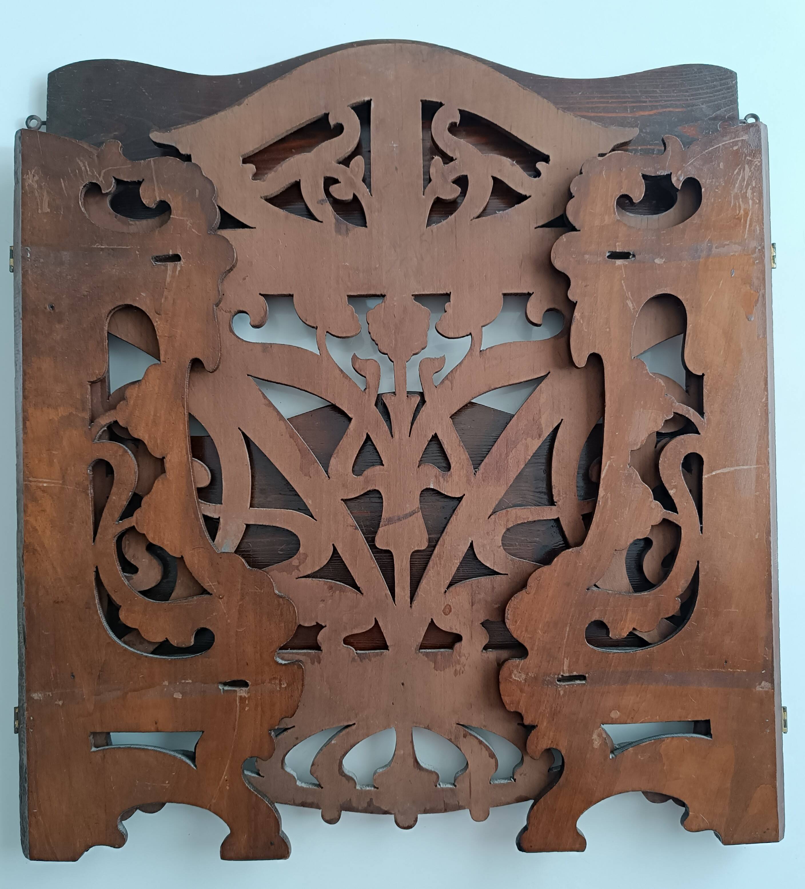 Art Nouveau openwork wooden shelf