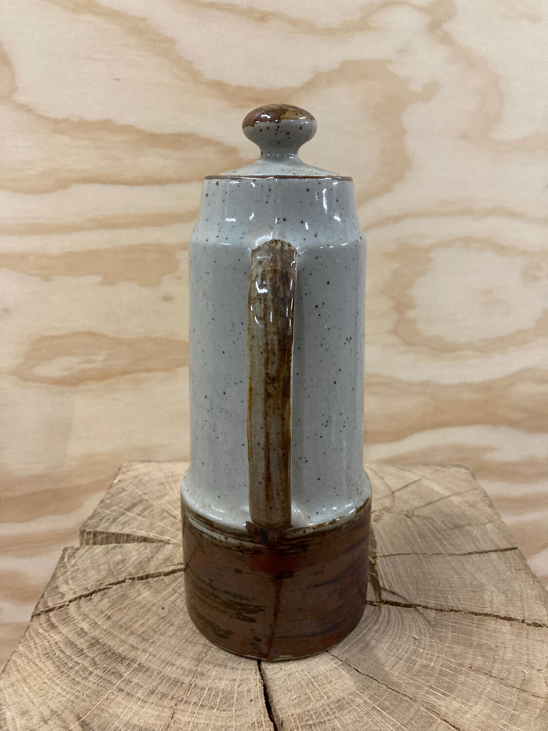 Japanese teapot in gray and brown stoneware