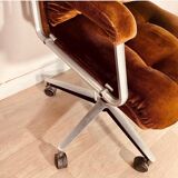 3 brown velvet armchairs